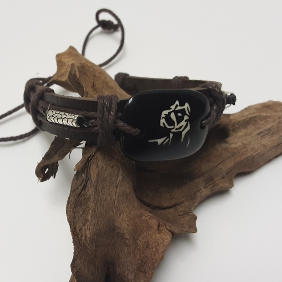 STAFFORDSHIRE TERRIER LEATHER BRACELET - Picture 2 of 4